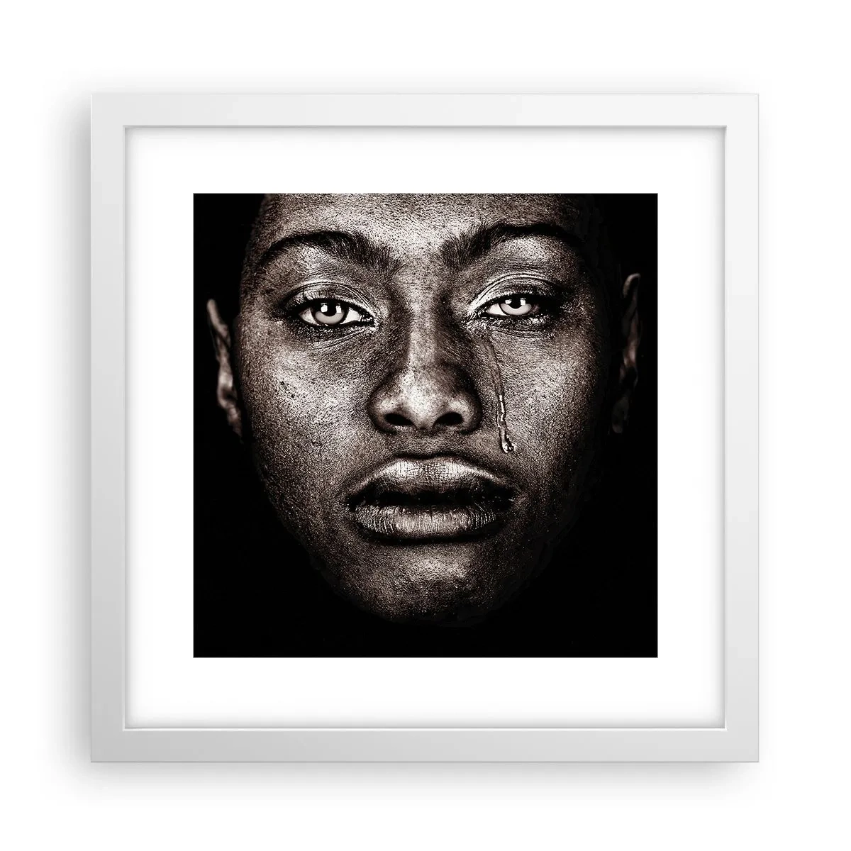 Plakát v bílém rámu - Jedna slza - 30x30 cm