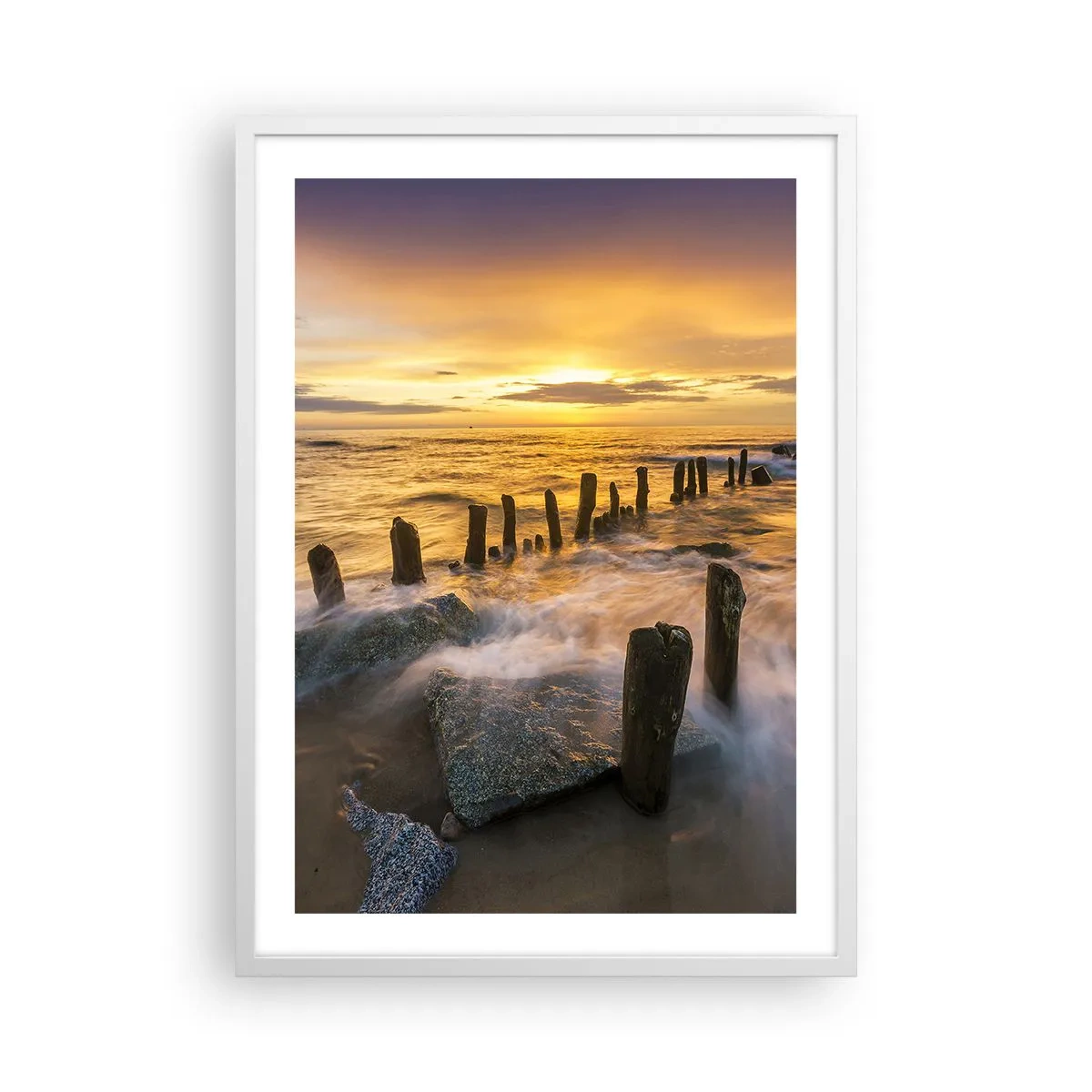 Plakát v bílém rámu - Drsná krása Baltského moře - 50x70 cm