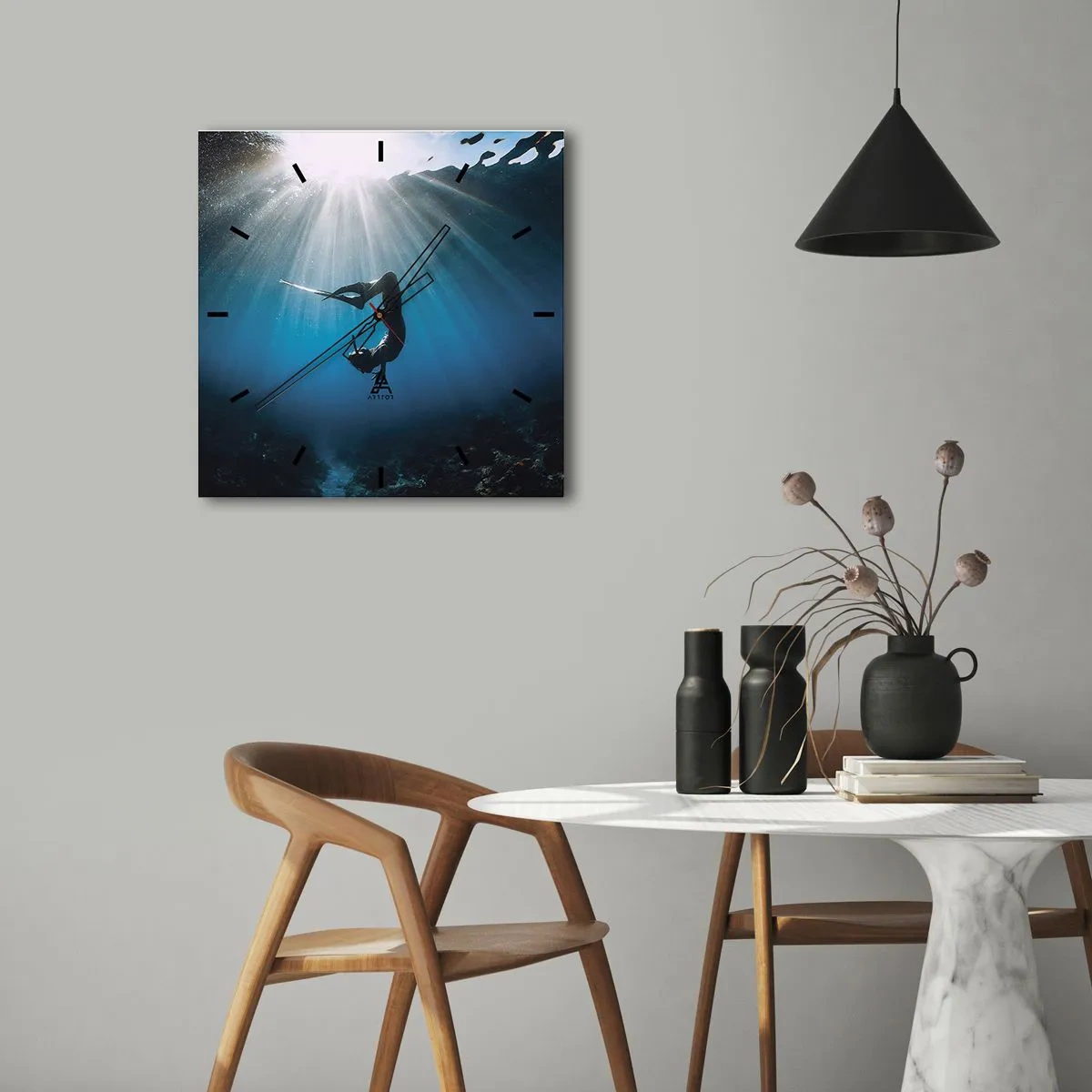 Nástěnné hodiny - Podvodní tanec - 40x40 cm