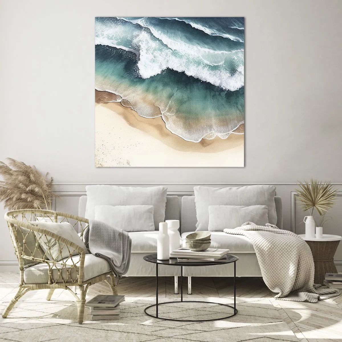 Obraz na skle - Odvěké setkání - 40x40 cm