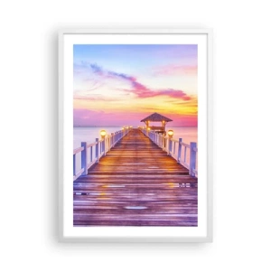 Plakát v bílém rámu - Liliově-zlaté ticho večera - 50x70 cm