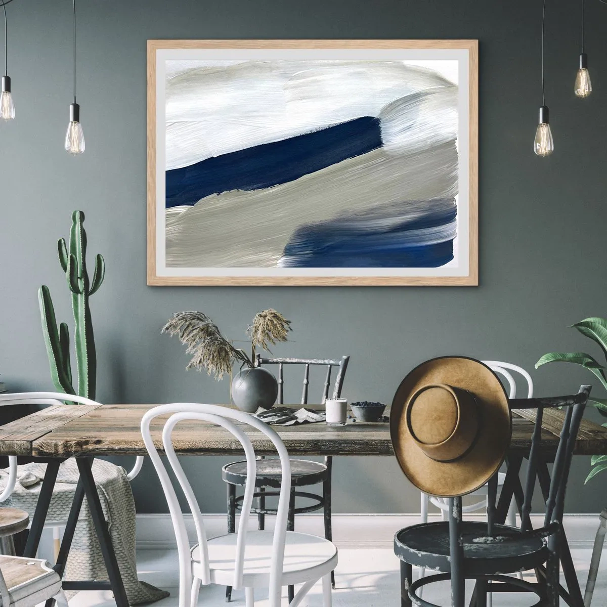 Plakát v rámu světlý dub - Setkání s bílou - 50x40 cm