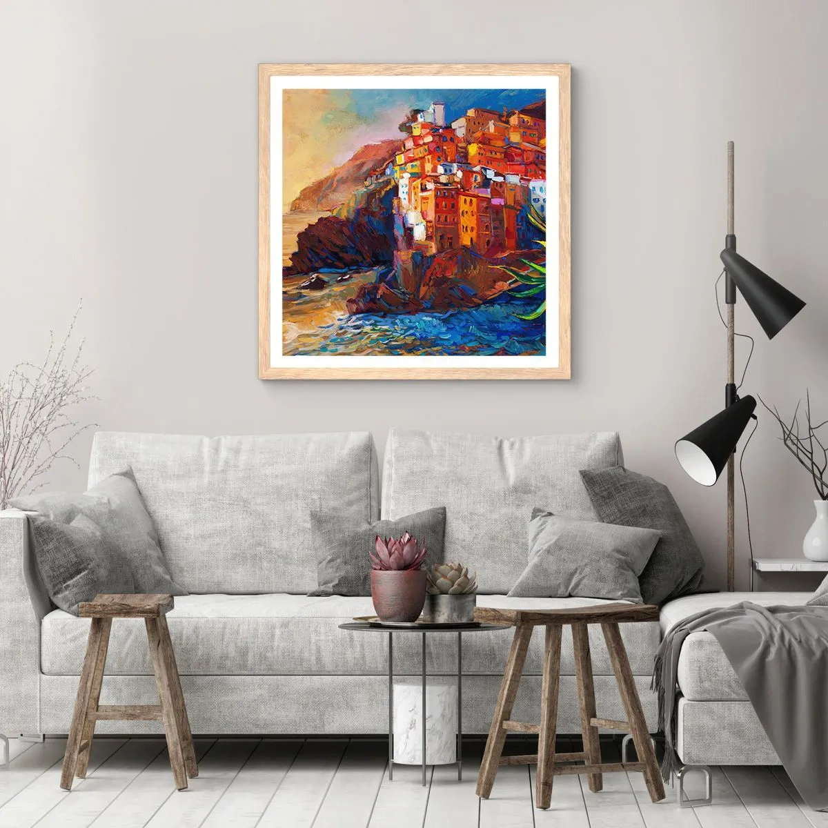 Plakát v rámu světlý dub - Italský nádech - 40x40 cm