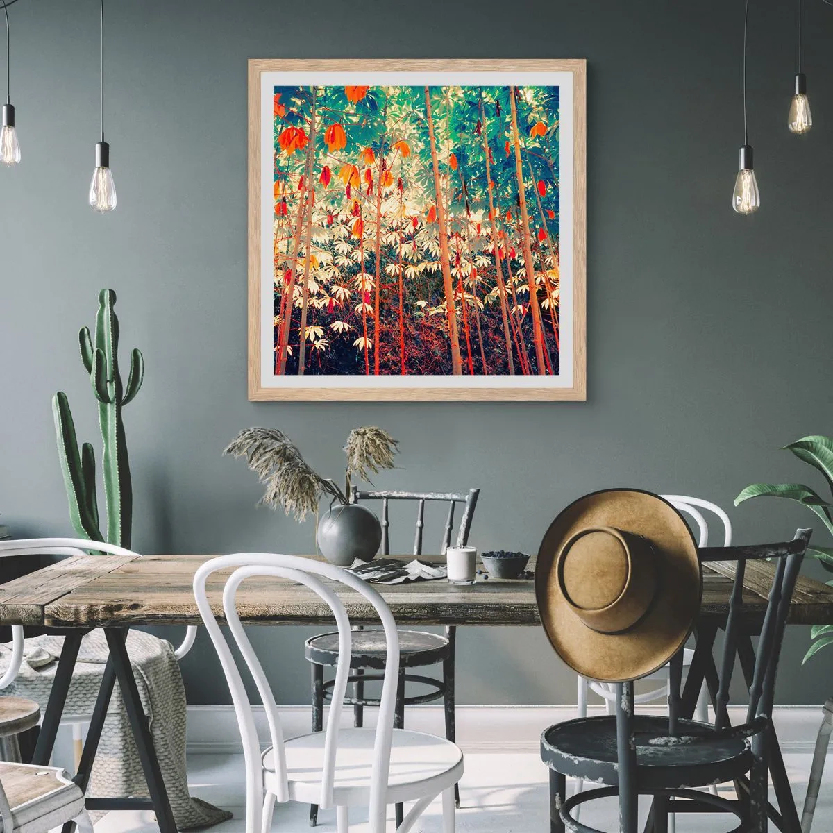 Plakát v rámu světlý dub - Tajný život listů - 50x50 cm