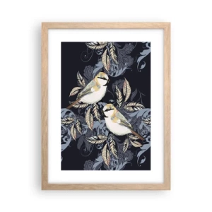 Plakát v rámu světlý dub - Žlutomodrá píseň - 30x40 cm