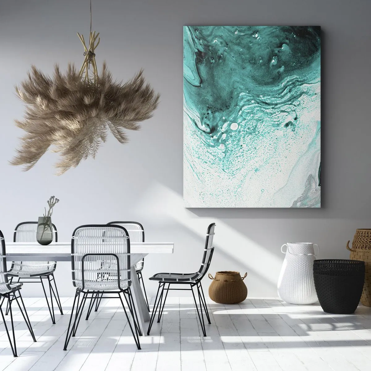 Obraz na plátně - Propadnout v bílé a tyrkysové - 50x70 cm