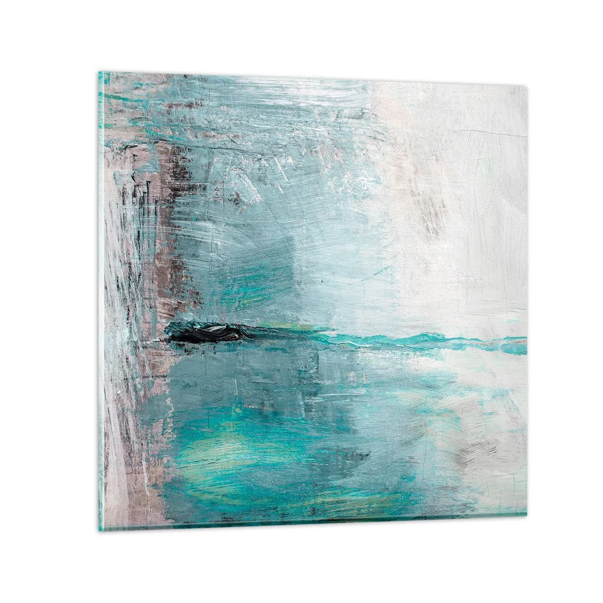 Obraz na skle - Horizontálně v modři - 60x60 cm