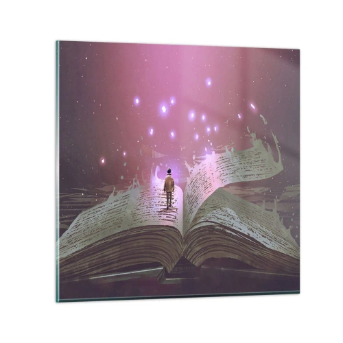 Obraz na skle - Pozvánka do jiného světa - přečti si to! - 40x40 cm