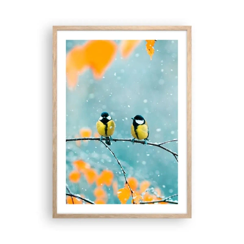 Plakát v rámu světlý dub - Ptačí drby - 50x70 cm