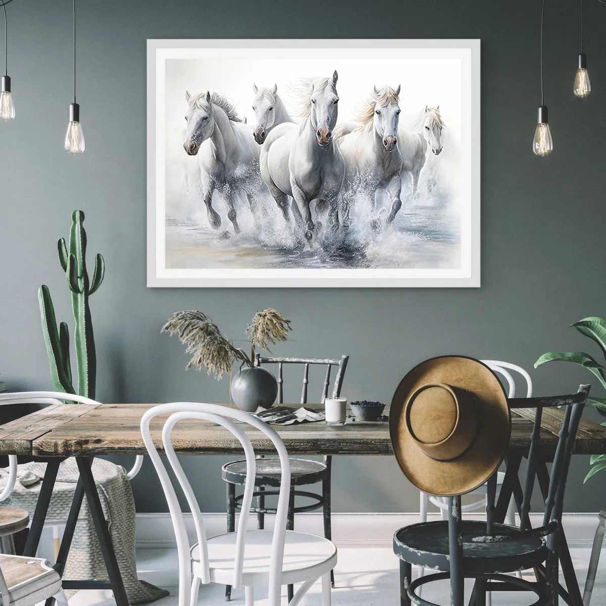 Plakát v bílém rámu - Bílá magie - 100x70 cm