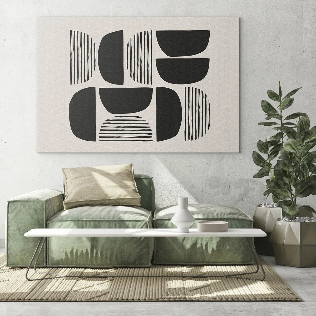 Obraz na skle - Abstraktní kompozice geometrických tvarů s čarami - 70x50cm - Polovičaté soustavy - Moderní nástěnná dekorace do obývacího pokoje a ložnice ARTTOR