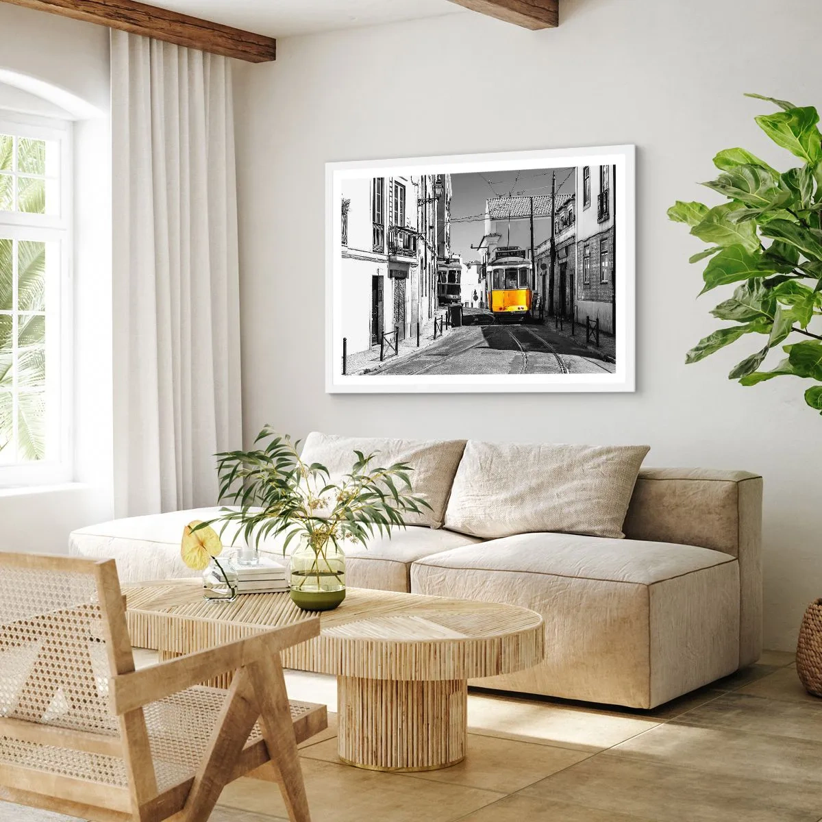 Plakát v bílém rámu - Duch Lisabonu - 100x70 cm