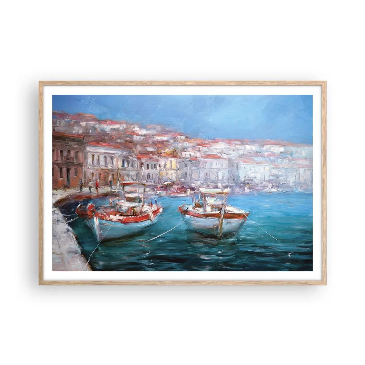 Plakát v rámu světlý dub - Italský záliv - 100x70 cm