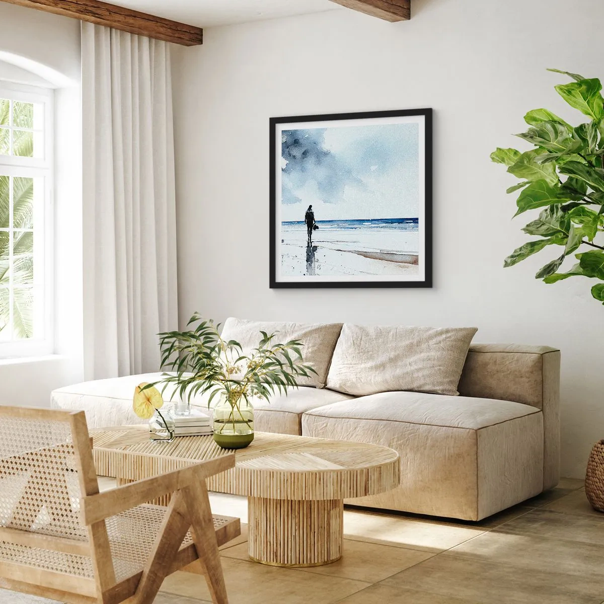 Plakát v černém rámu - Rozhovor s mořem - 50x50 cm