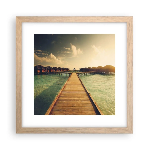 Plakát v rámu světlý dub - Vřelé pozvání - 30x30 cm