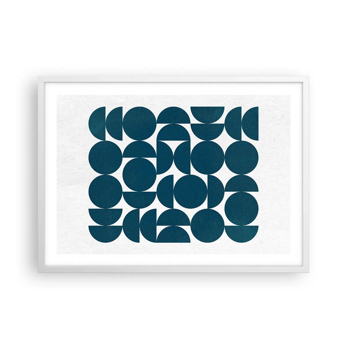 Plakát v bílém rámu - Kruhy a půlkruhy - 70x50 cm