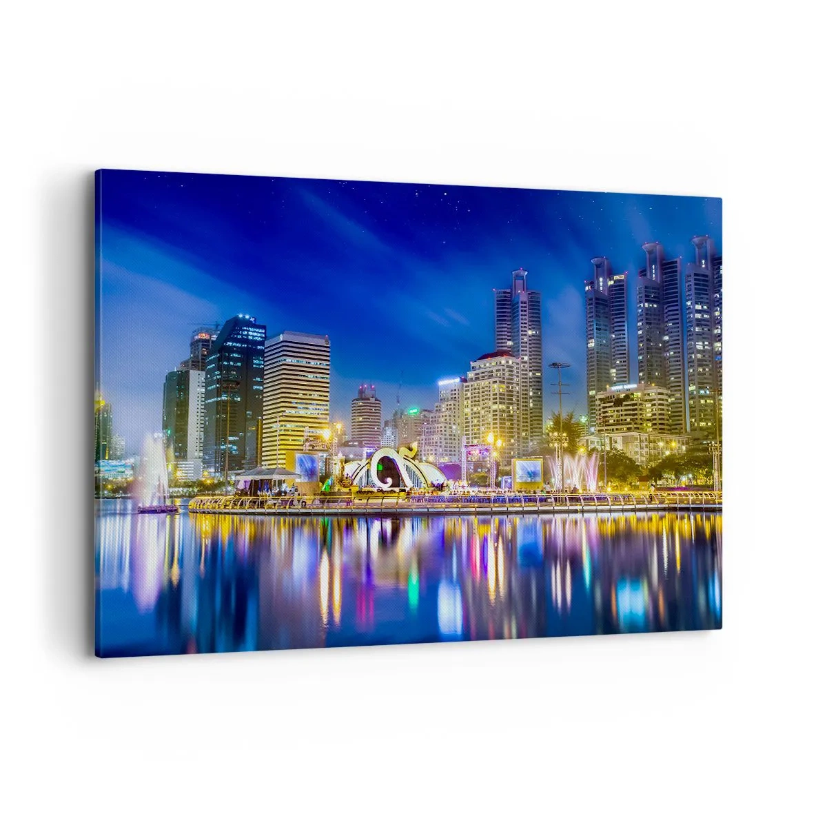 Obraz na plátně - Duhová noc metropole - 100x70 cm