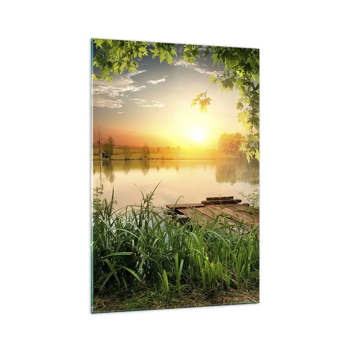 Obraz na skle - Krajina v zeleném rámu - 70x100 cm