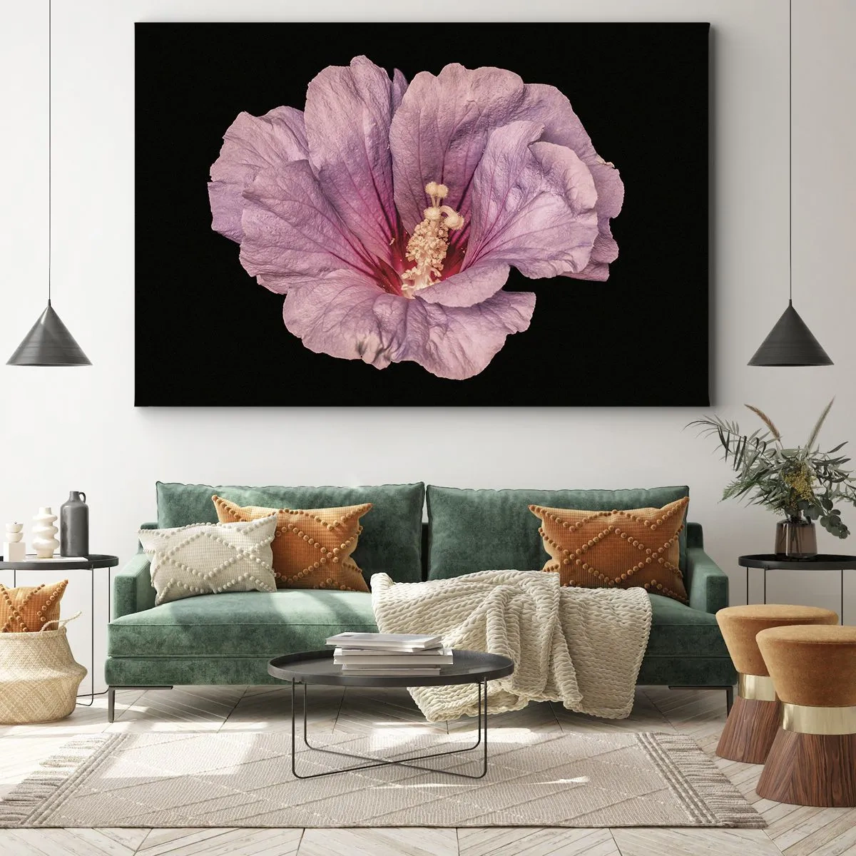 Obraz na plátně - Růžový květ na černém pozadí - 70x50cm - Přímo do srdce - Moderní nástěnná dekorace do obývacího pokoje a ložnice ARTTOR
