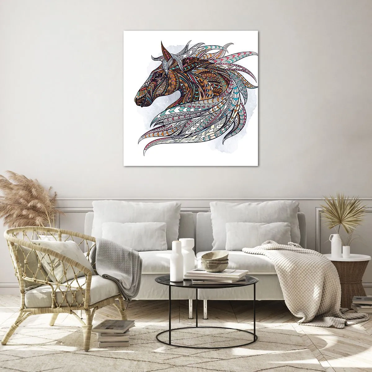 Obraz na skle - Keltský válečný oř - 40x40 cm