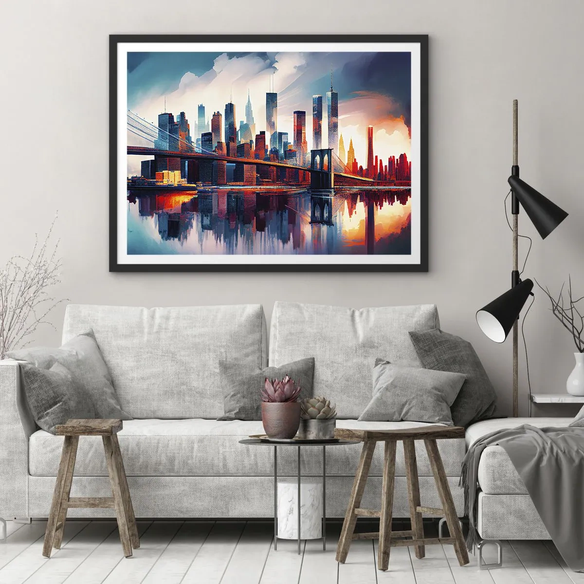 Plakát v černém rámu - Famózní New York - 50x40 cm