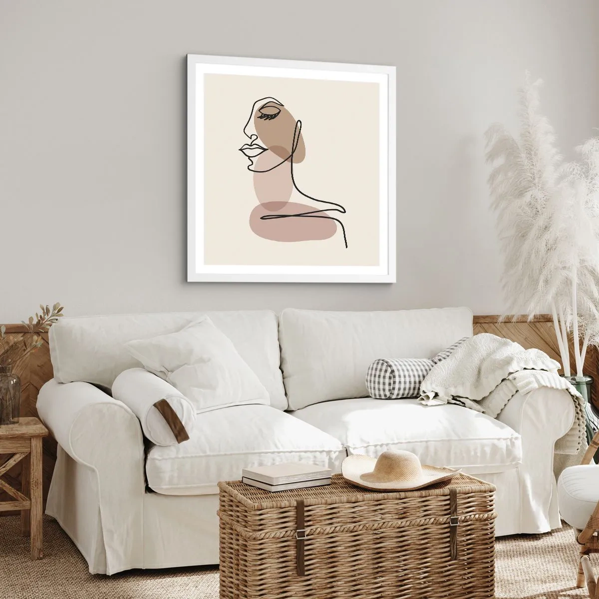 Plakát v bílém rámu - Určitá linie krásy - 50x50 cm