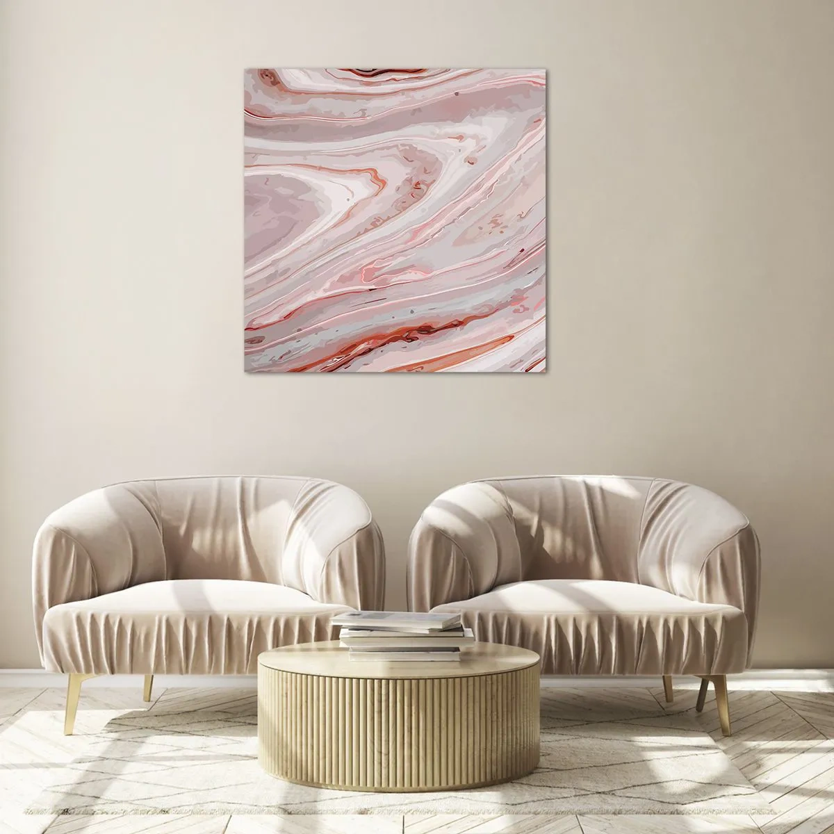 Obraz na skle - Tekutá růžová - 60x60 cm