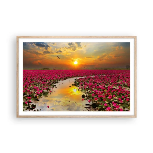 Plakát v rámu světlý dub - Tajemný život jezera - 91x61 cm