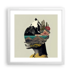 Plakát v bílém rámu - Žena – vždy tajemství - 40x40 cm