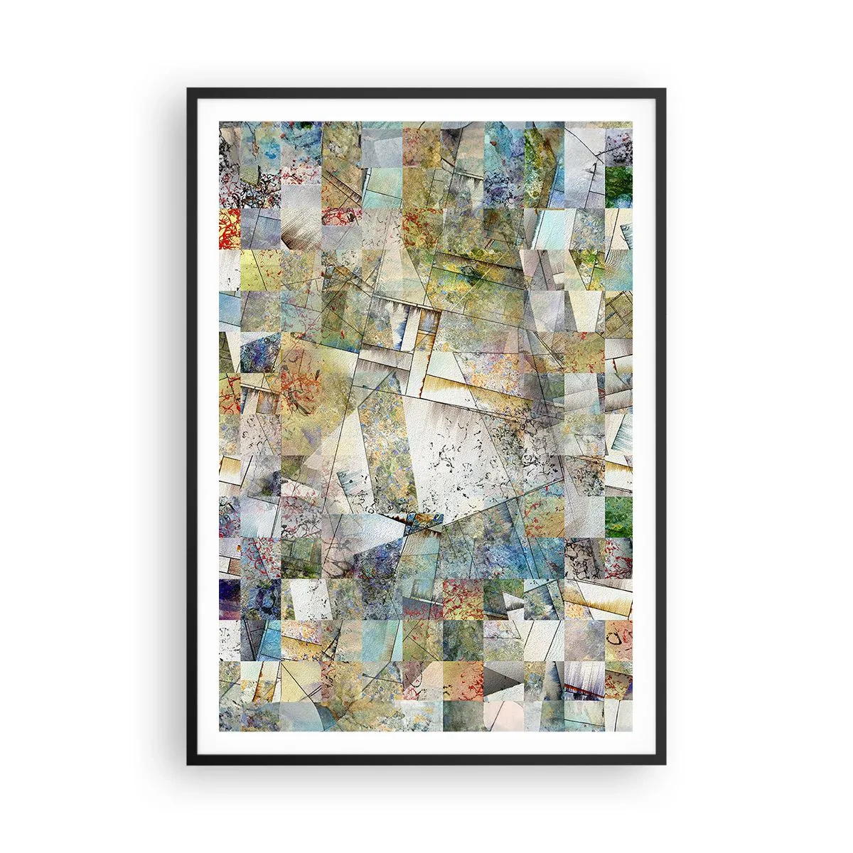 Plakát v černém rámu - Geometrické přeskupení - 70x100 cm