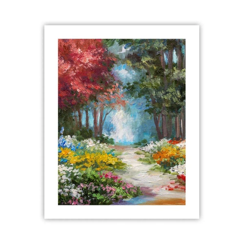 Plakát - Lesní zahrada, květinový les - 40x50 cm