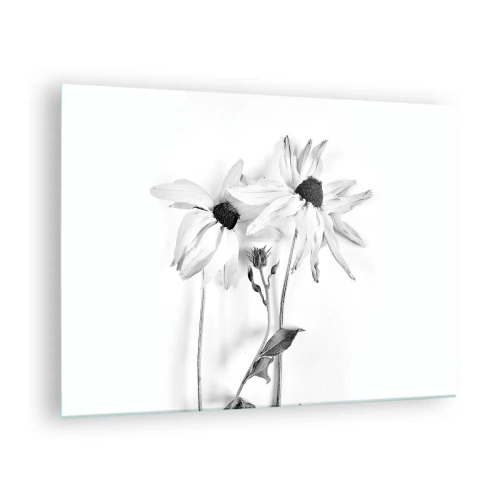Obraz na skle - Černobílé květiny v minimalistickém stylu - 70x50cm - Nikdo nechce být sám - Moderní nástěnná dekorace do obývacího pokoje a ložnice ARTTOR