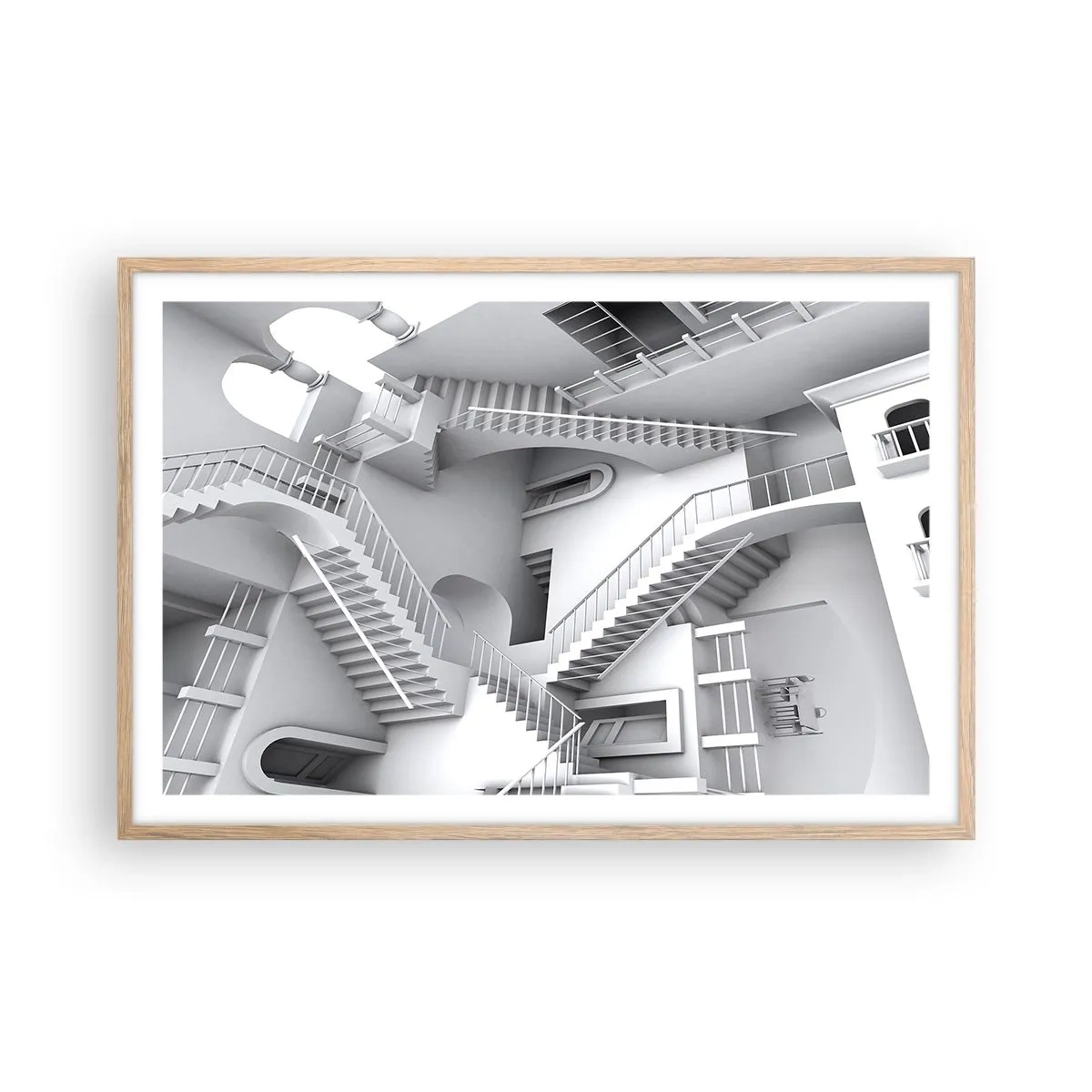 Plakát v rámu světlý dub - Paradoxy prostoru - 91x61 cm