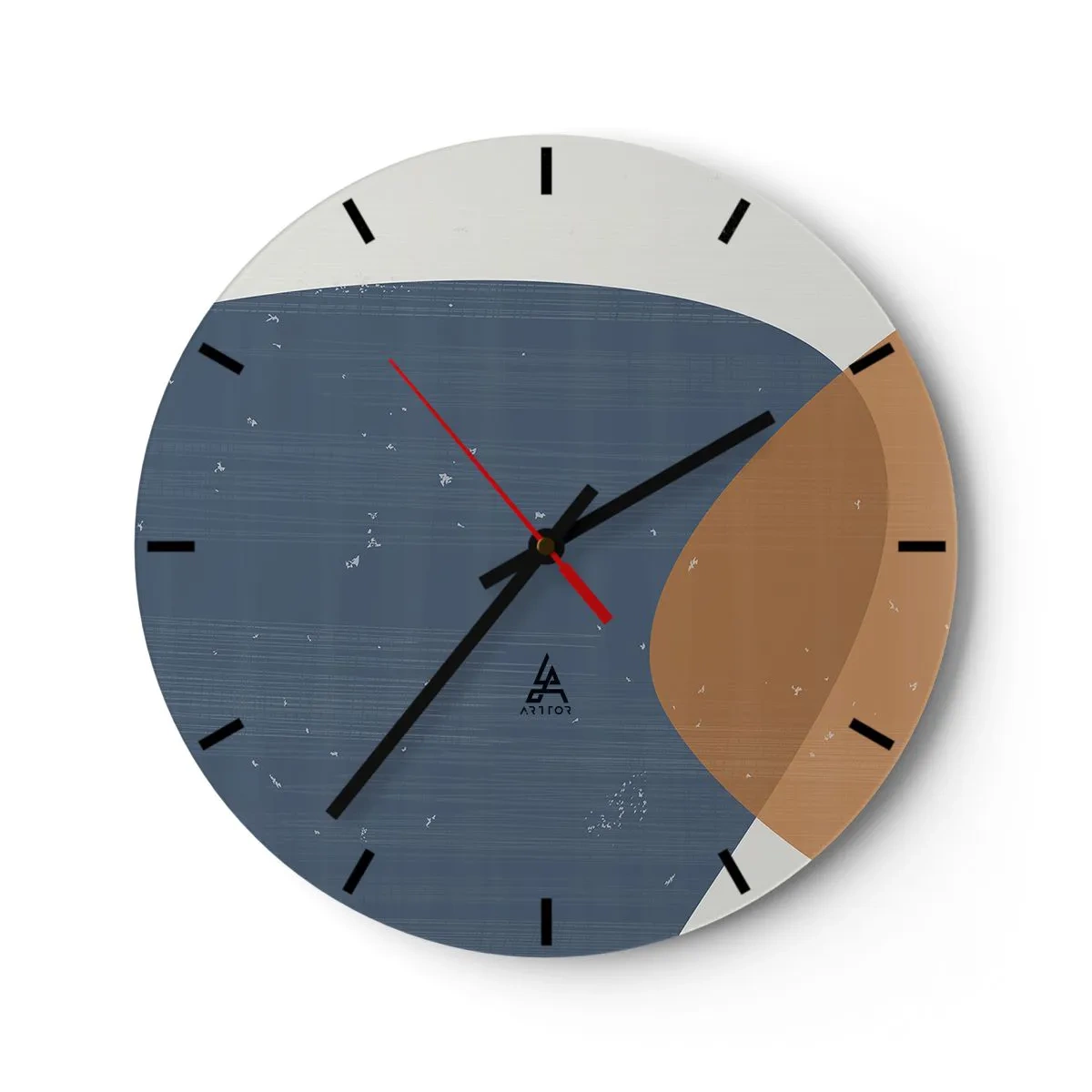 Nástěnné hodiny - Geometrická kompozice v odstínech tmavě modré a béžové - 30x30cm - Ovály a vlivy - Moderní nástěnná dekorace do obývacího pokoje, kuchyně a ložnice ARTTOR