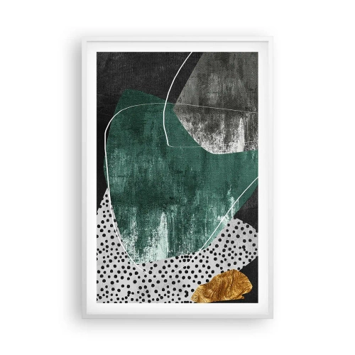 Plakát v bílém rámu - Barevná abstrakce se zlatou vločkou - 61x91 cm