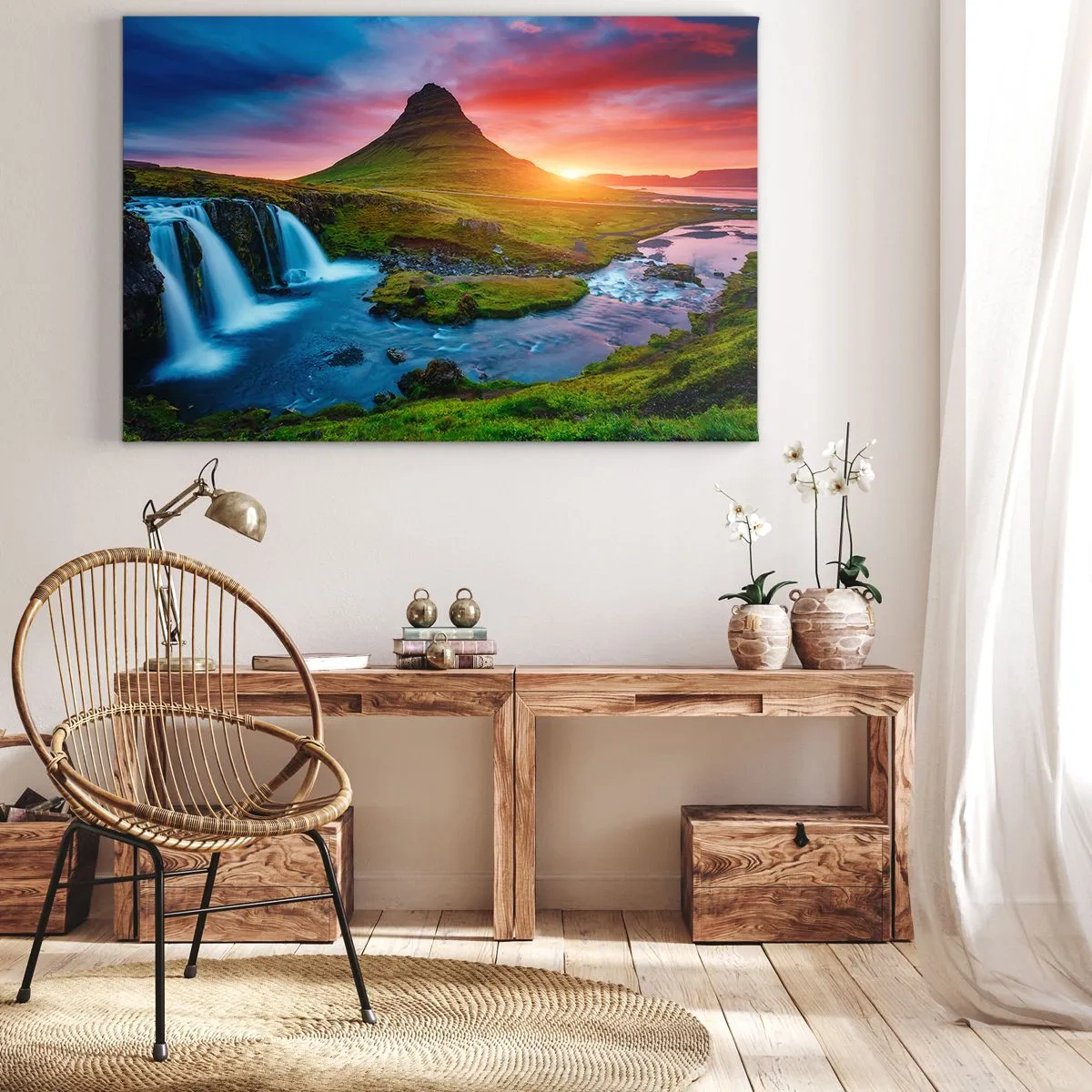 Obraz na plátně - Island - oheň a voda - 70x50 cm