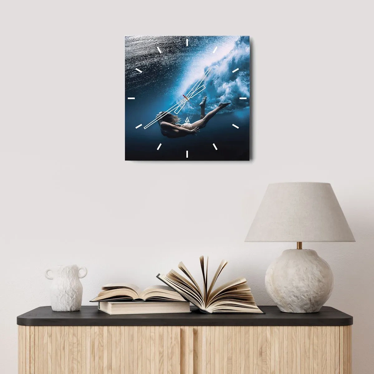 Nástěnné hodiny - Současná mořská panna - 40x40 cm