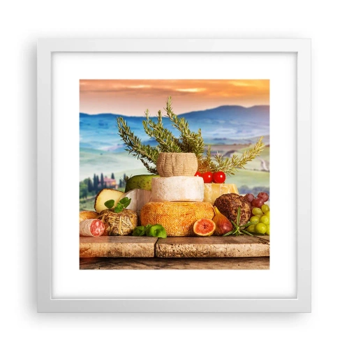 Plakát v bílém rámu - Italská radost ze života - 30x30 cm