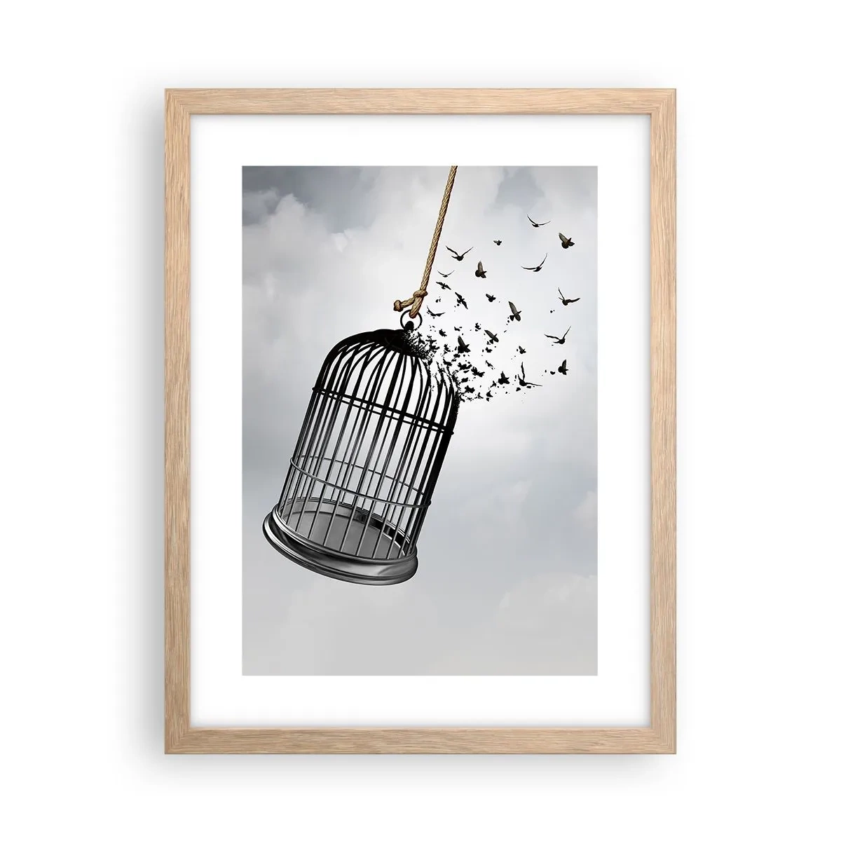 Plakát v rámu světlý dub - Víra… naděje… svoboda! - 30x40 cm