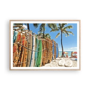 Plakát v rámu světlý dub - Slunečná zábava - 100x70 cm