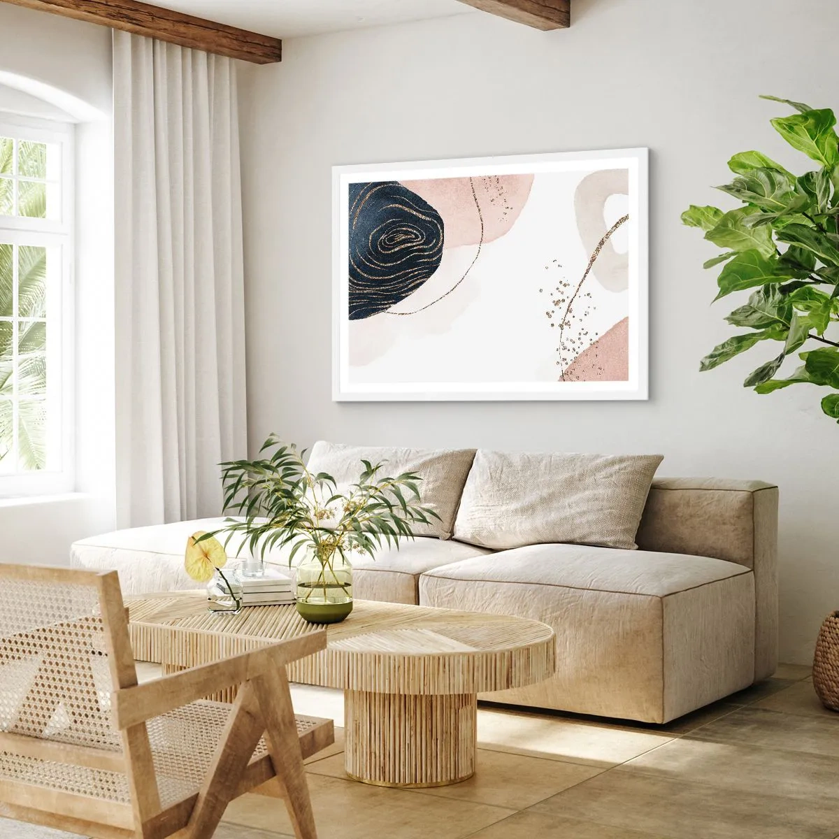 Plakát v bílém rámu - Vše plyne - 91x61 cm