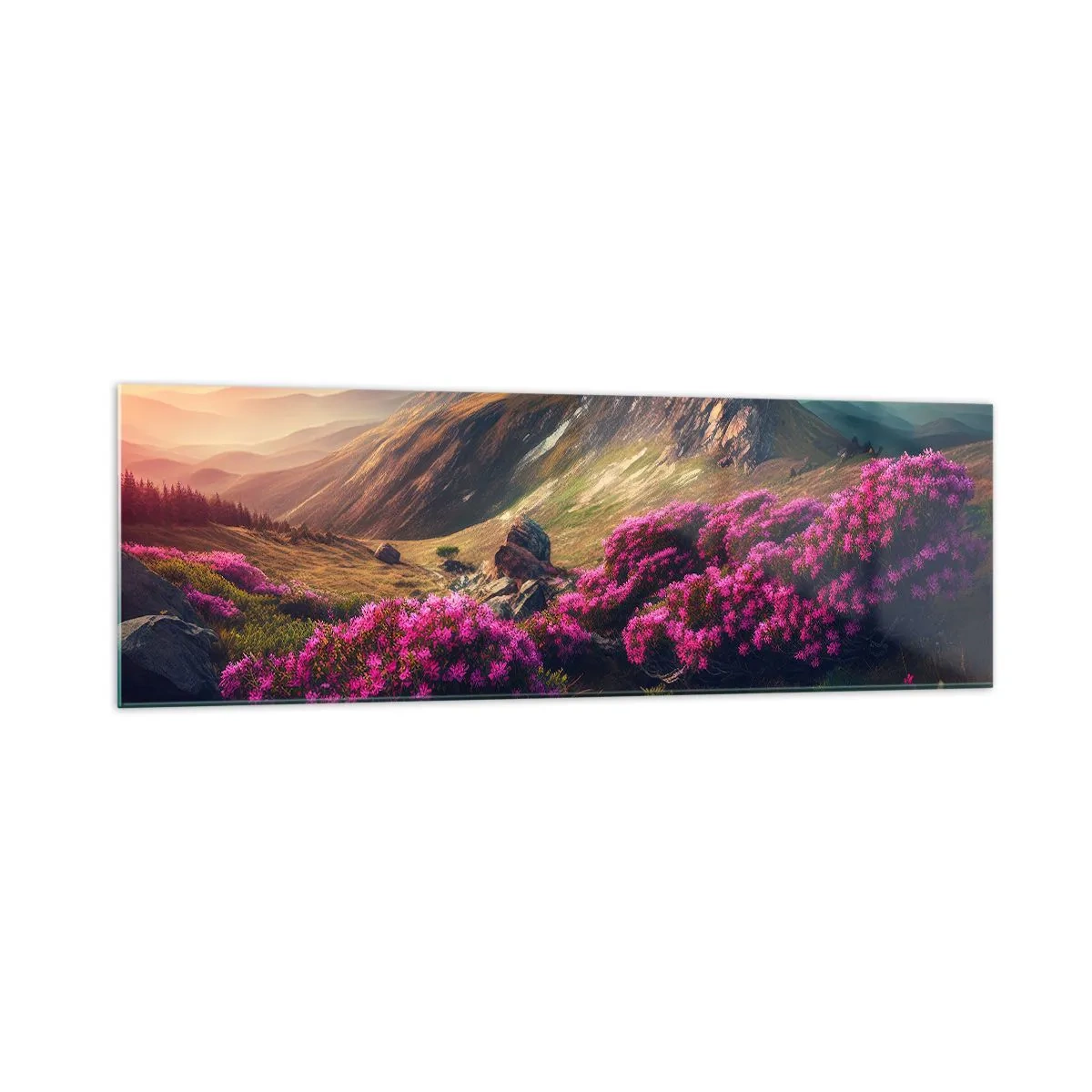 Obraz na skle - Léto na horách - 160x50 cm