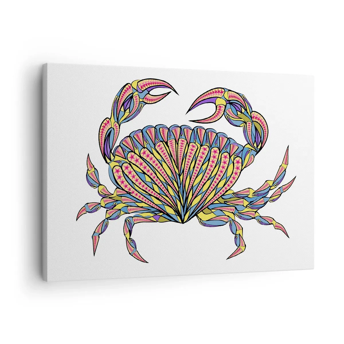 Obraz na plátně - Barevný krab v uměleckém stylu - 70x50cm - Mořské klenoty - Moderní nástěnná dekorace do obývacího pokoje a ložnice ARTTOR