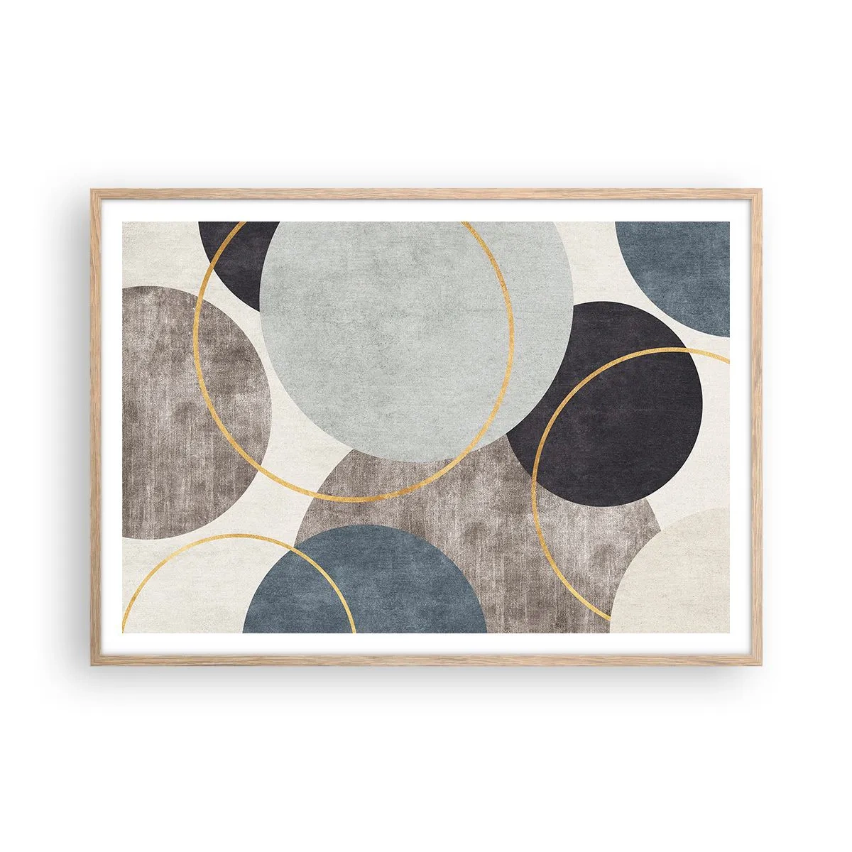 Plakát v rámu světlý dub - Kruh za kruhem - 100x70 cm