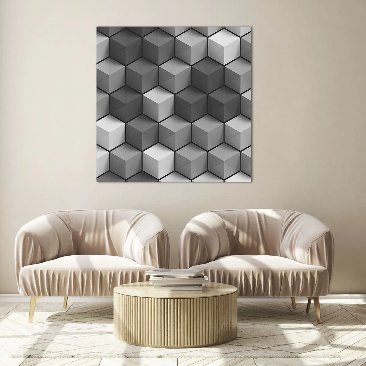 Obraz na skle - Kubistické puzzle - 40x40 cm