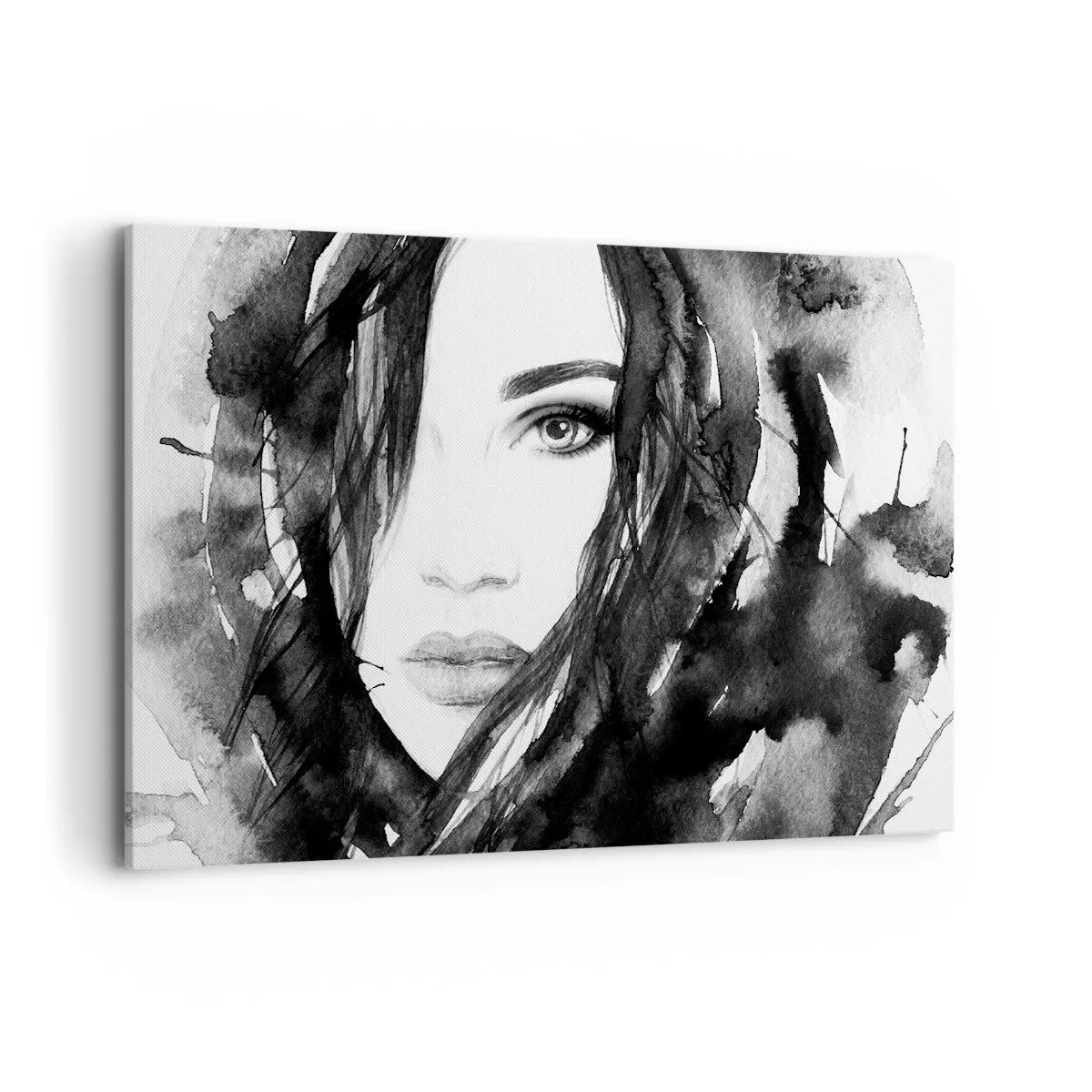 Obraz na plátně - Portrét dámy v černé a bílé - 120x80 cm