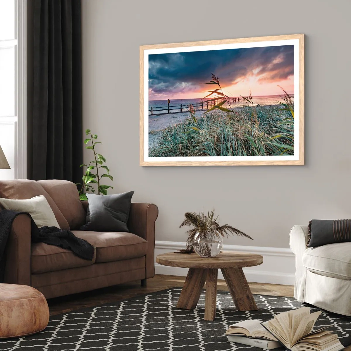 Plakát v rámu světlý dub - Neodváto větrem - 70x50 cm