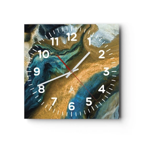 Nástěnné hodiny - Modrá – žlutá – vzájemné vlivy - 40x40 cm