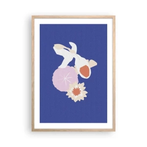 Plakát v rámu světlý dub - Kompozice květů a poupat - 50x70 cm