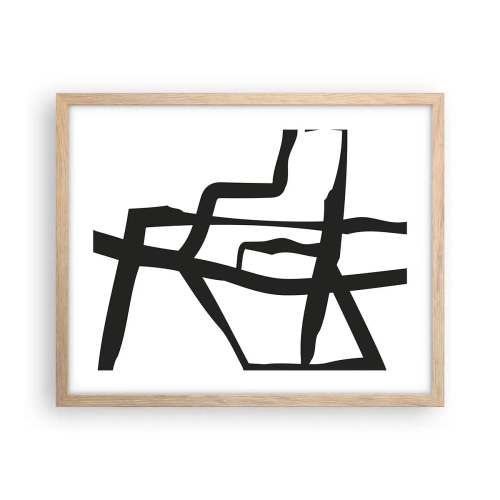 Plakát v rámu světlý dub - Černobílá konstrukce - 50x40 cm